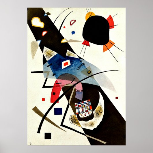 Kandinsky - Twee zwarte spots Poster (Voorkant)