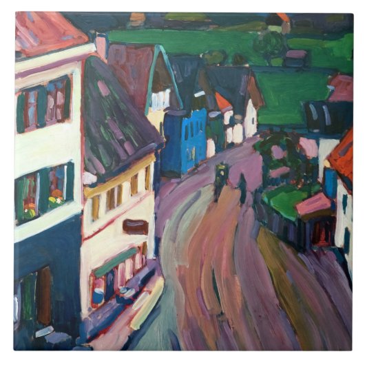 Kandinsky - Uitzicht van het raam van de Griesbrau Tegeltje (Voorkant)
