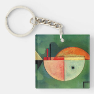 Kandinsky Upward Abstract Painting Green Sleutelhanger