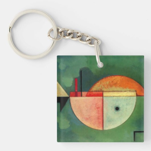 Kandinsky Upward Abstract Painting Green Sleutelhanger (voorkant)