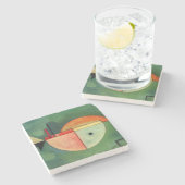 Kandinsky Upward Abstract Painting Green Stenen Onderzetter (Zijkant)