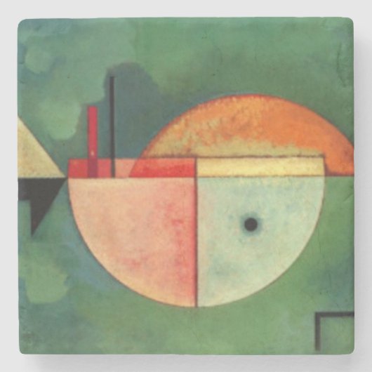 Kandinsky Upward Abstract Painting Green Stenen Onderzetter (Voorkant)