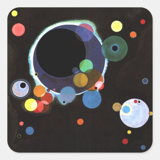 Kandinsky - Verscheidene cirkels Vierkante Sticker (Voorkant)