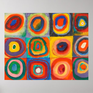 Kandinsky Vierkanten Concentrische Cirkels Poster