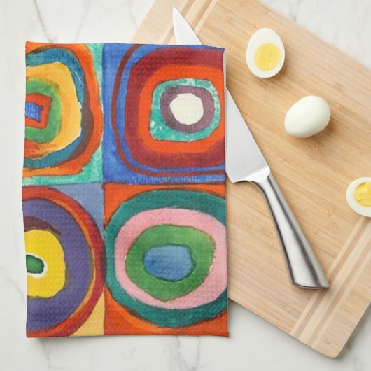 Kandinsky - Vierkanten met concentrische cirkels Theedoek (Quarter Fold)
