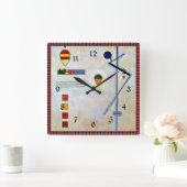 Kandinsky - Von-Zu (rood en zwart lijst) Vierkante Klok (Huis)