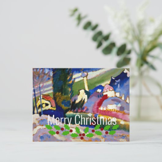 Kandinsky-Winter Landschap met Kerst, Kerstmis Briefkaart (Staand voorkant)