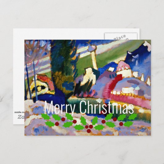 Kandinsky-Winterlandschap met kerk, Kerstmis Briefkaart (Voorkant / Achterkant)