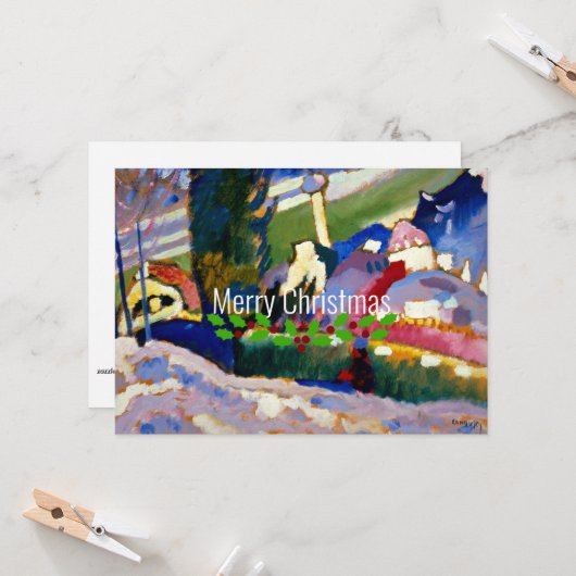 Kandinsky-Winterlandschap met kerk, Kerstmis Kaart (Voorkant / Achterkant in situ)