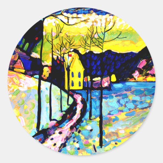 Kandinsky - Winterlandschap Ronde Sticker (Voorkant)