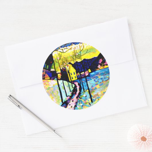 Kandinsky - Winterlandschap Ronde Sticker (Envelop)
