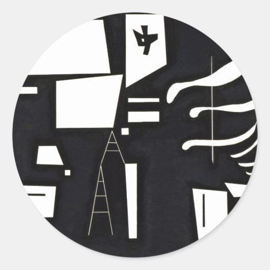 Kandinsky - wit, zacht en hard ronde sticker (Voorkant)