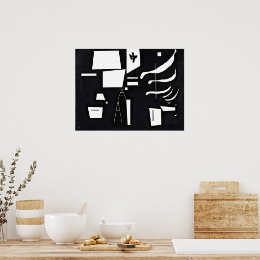 Kandinsky - Wit - Zachte en Harde, Poster (Keuken)