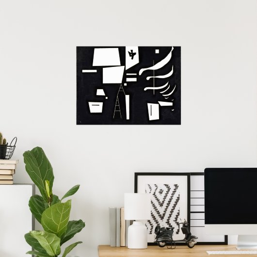 Kandinsky - Wit - Zachte en Harde, Poster (Thuiskantoor)