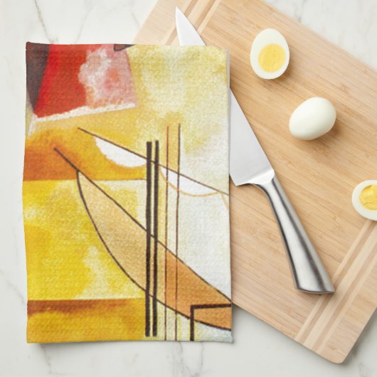 Kandinsky Yellow Red Blue Theedoek (Quarter Fold)