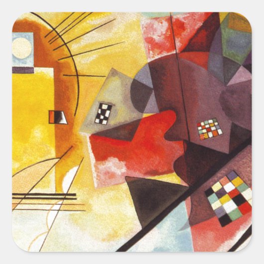 Kandinsky Yellow Red Blue Vierkante Sticker (Voorkant)