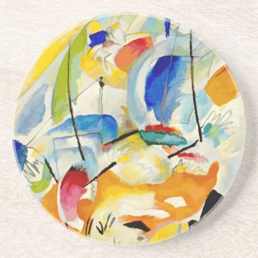 Kandinsky Zeeslag 1913 Zandsteen Onderzetter (Voorkant)