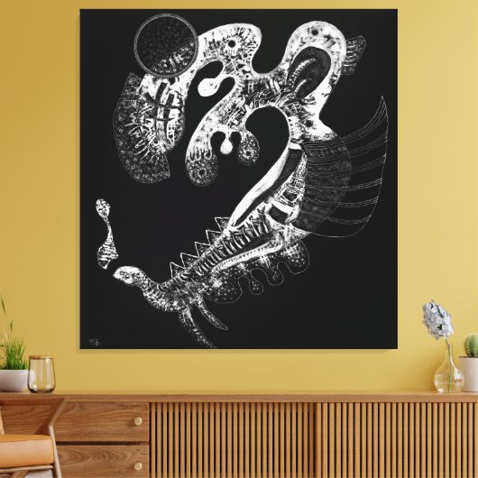 KANDINSKY - ZWART OP WIT (Blanc sur Noir) - 1937 Canvas Afdruk (Insitu (Woonkamer))