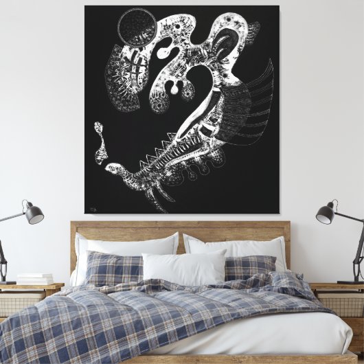 KANDINSKY - ZWART OP WIT (Blanc sur Noir) - 1937 Canvas Afdruk (Insitu (Slaapkamer))