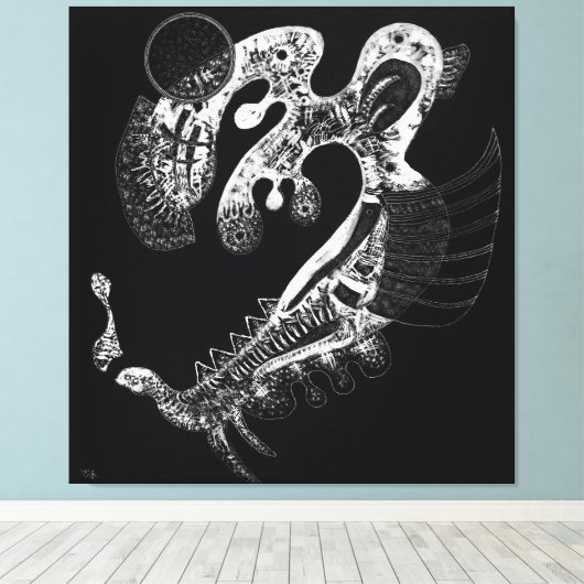 KANDINSKY - ZWART OP WIT (Blanc sur Noir) - 1937 Canvas Afdruk (Insitu (Houten vloer))