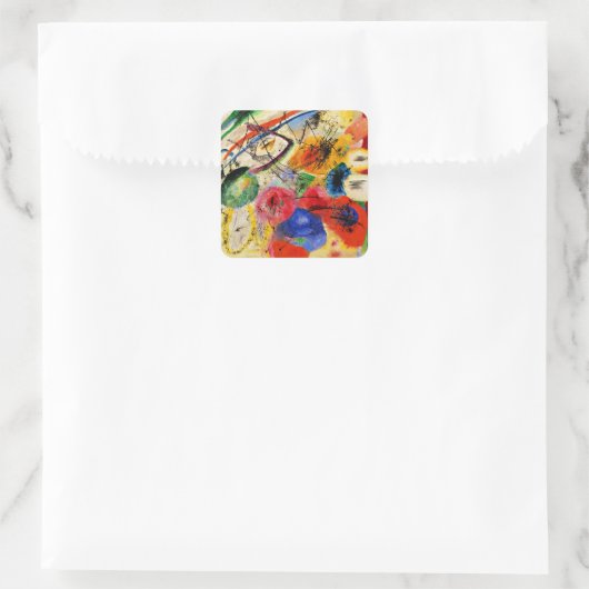 Kandinsky - Zwarte lijnen Vierkante Sticker (Tas)