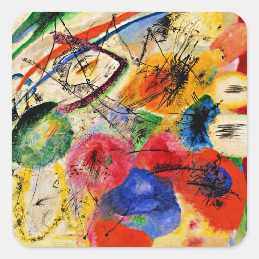 Kandinsky - Zwarte lijnen Vierkante Sticker (Voorkant)