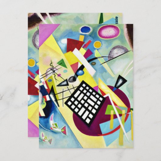 Kandinsky - Zwartraster, populaire abstracte kunst Briefkaart (Voorkant / Achterkant)
