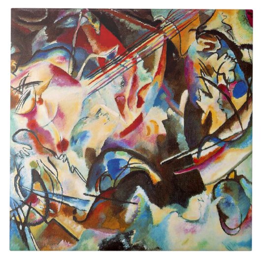 Kandinsky's abstracte kunstwerk, Compositie VI, Tegeltje (Voorkant)