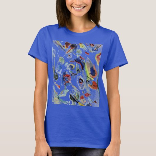 Kandinsky's Abstracte schilderkunst blauw T-shirt (Voorkant)