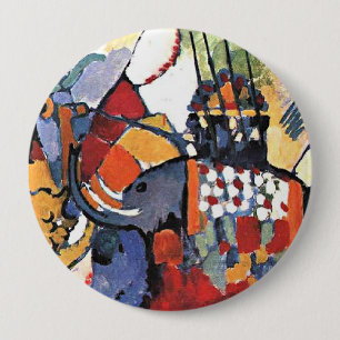 Kandinsky's dierenschilderij, De Olifant, Ronde Button 4,0 Cm