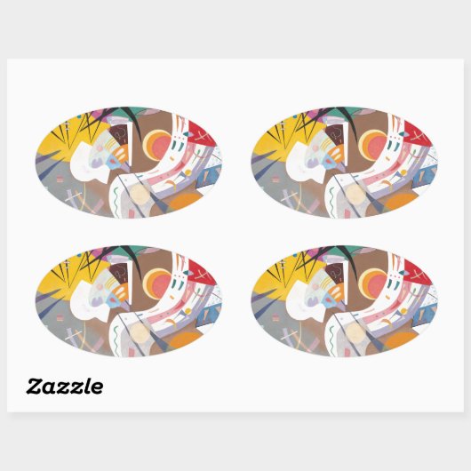 Kandinsky's Dominant Curve Abstract Ovale Sticker (Vel)