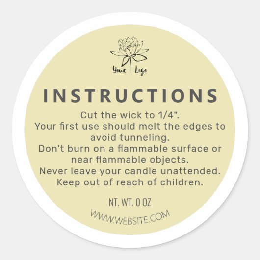 Kandle bodembeige instructie ronde sticker (Voorkant)
