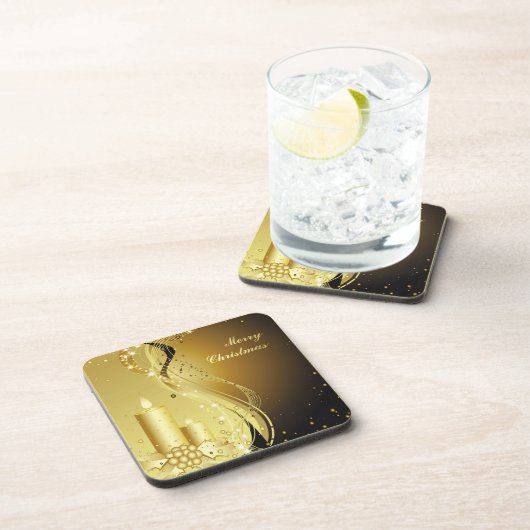 Kandle Kerstmis Holly op mousserende achtergrond Bier Onderzetter (Rechterzijde)