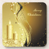 Kandle Kerstmis Holly op mousserende achtergrond Bier Onderzetter (Voorkant)