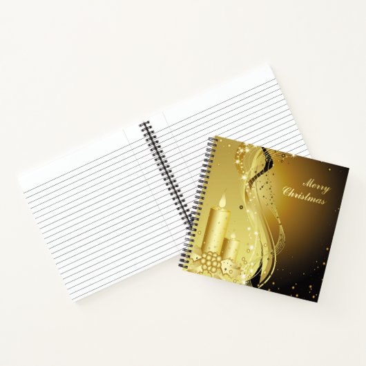 Kandle Kerstmis Holly op mousserende achtergrond Notitieboek (Binnen)