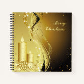 Kandle Kerstmis Holly op mousserende achtergrond Notitieboek (Voorkant)