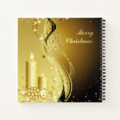 Kandle Kerstmis Holly op mousserende achtergrond Notitieboek (Achterkant)