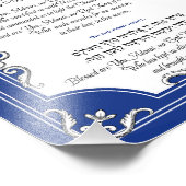 Kandle Light Blessing Hanukkah Hebrew English Blue Foto Afdruk (Hoek)