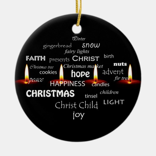 Kandle Light Typografie Keramisch Ornament (Voorkant)
