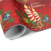 Kandlelight-kerstrood, kaarsen, Pinecones Cadeaupapier (Rol Hoek)