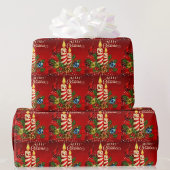 Kandlelight-kerstrood, kaarsen, Pinecones Cadeaupapier