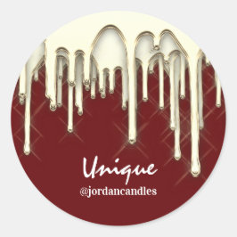 Kandles Small Bus Iness Name Faux Gold Bourgundy Ronde Sticker