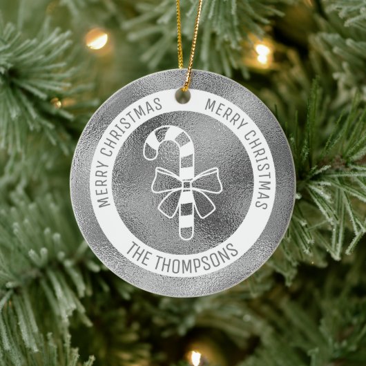 Kandriet - Faux Silver Foil look (geen echte Folie Keramisch Ornament (Boom)