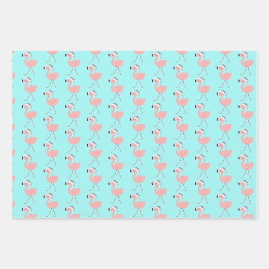 Kandriet, Flamingos & stippen Tropische Kerstmis Inpakpapier Vel (Voorkant 3)
