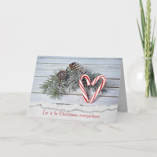 Kandriethart op hout feestdagen kaart (Voorkant)