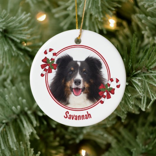 Kandrietjes met aangepaste fotosjabloon en tekst keramisch ornament (Boom)