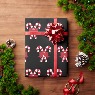 Kandrietpapier met kerstinslag, zwart kerstpapier cadeaupapier