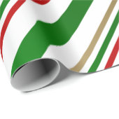 Kandrietrode, groene, gouden en witte strepen cadeaupapier (Rol Hoek)