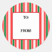Kandrietstrepen kerstmis ronde sticker (Voorkant)