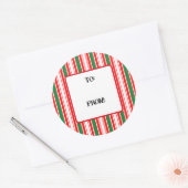 Kandrietstrepen kerstmis ronde sticker (Envelop)